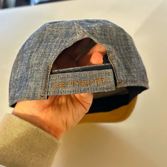 Carhartt Ball Cap Hat Baseball Denim Chambray Blue Cotton Logo Workwear Utility - Picture 4 of 7